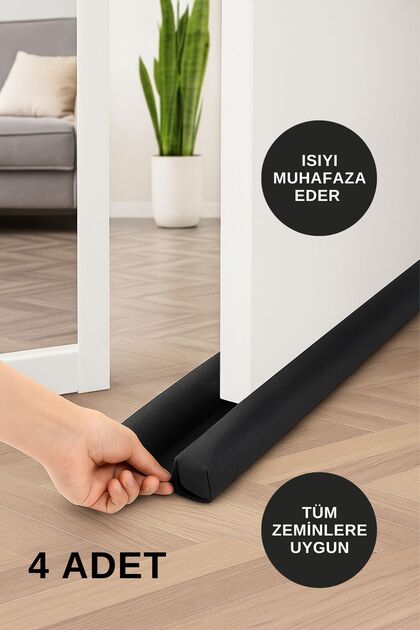 4 Adet Çift Taraflı Kapı Altı Eşik Işık Ses Toz Soğuk Rüzgar Önleyici Rüzgarlık Isı Yalıtım Süngeri