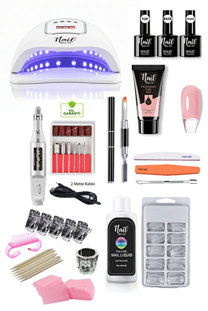 Rosevelt Protez Tırnak Seti Poly Gel Seti Mini Eğitim CD'li Nude