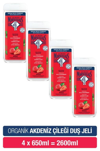 Akdeniz Çileği Banyo ve Duş Jeli Avantajlı Paket 650 ml x4