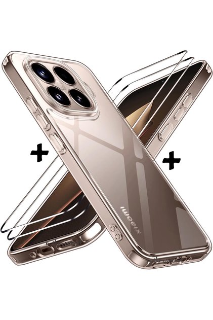 Xiaomi Mi 15T Pro Kılıf Kamera Çıkıntılı Korumalı Yumuşak Şeffaf Silikon + Ekran Koruyucu Cam Set