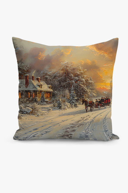 Double-Sided Digital Print Throw Pillow Cover New Year / Winter Landscape / Christmas Patterned