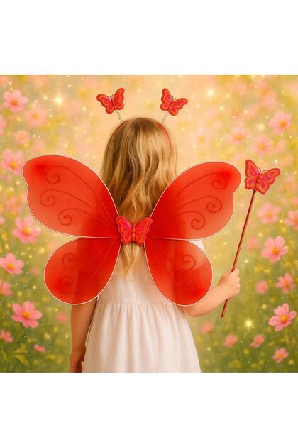 Butterfly Wing, Crown and Scepter Set of 3 Red