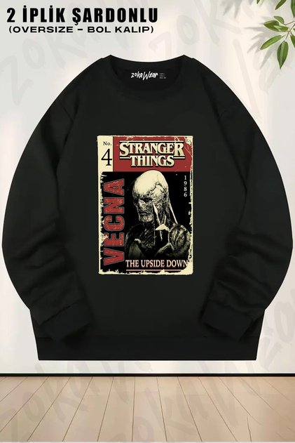 سويت شيرت يونيسكس من Stranger Things 4 Vecna Comic Book Cover مطبوع قصة فضفاضة برقبة دائرية