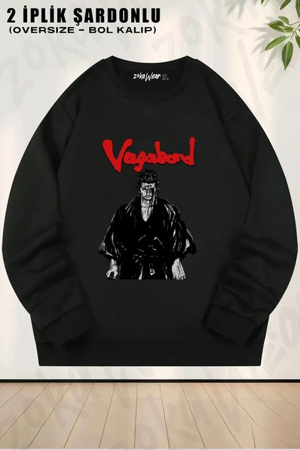 Unisex Musashi Miyamoto Vagabond Printed Oversized Crew Neck Sweatshirt