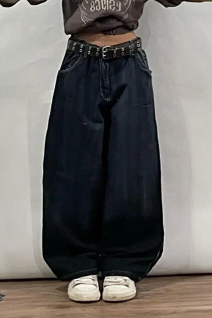 Karakedi Lacivert Dragon Vintage Yıkamalı Baggy Y2K Pantolon