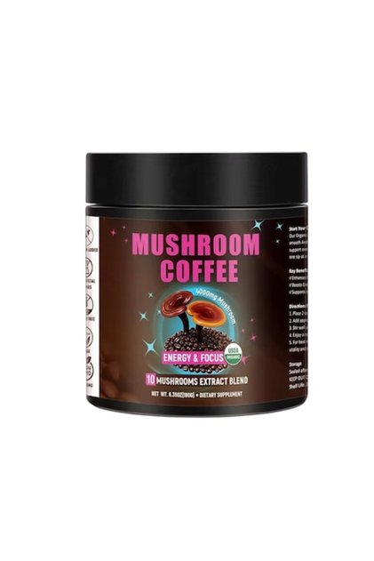 cafea instant cu 10 ciuperci, aromă de cocos, susține concentrarea și energia, 180g