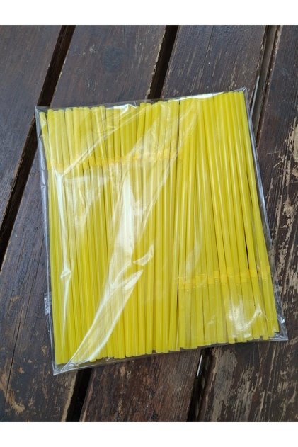50 Adet Sarı Körüklü Pipet - Doğum Günü Malzemesi - Parti Malzemesi