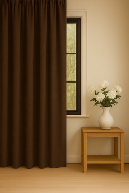 Custom Made Elite Fabric Brown Blackout Light-Proof Background Curtain with Extra Foam Blackout