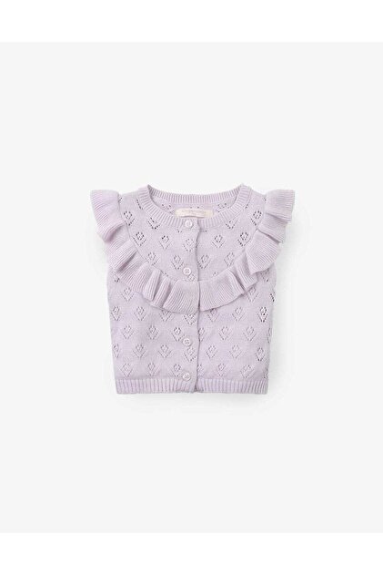 Girls' Ruffled Crochet Cardigan
