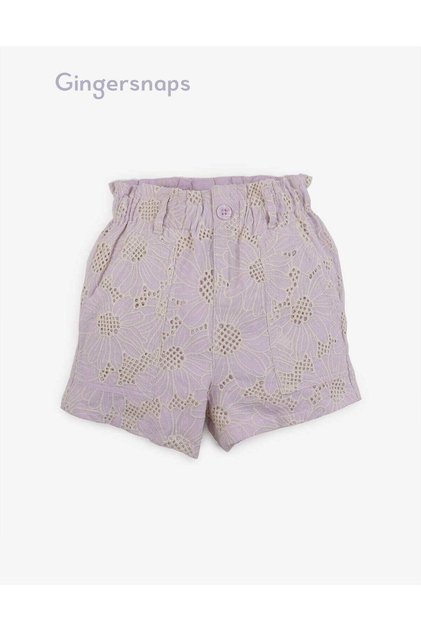 Girls Lined Crochet Shorts