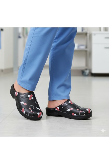 9926-4 Kaydırmaz Taban Ortopedik Unisex Nefes Alabilen Doktor Hemşire Hastane Sabo Terlik