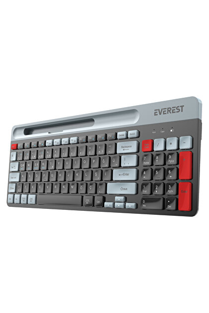Everest KB-88 RUBY Siyah/Gri 2.4G+BT1+BT2 Çoklu Cihaz Bağlantılı Q
