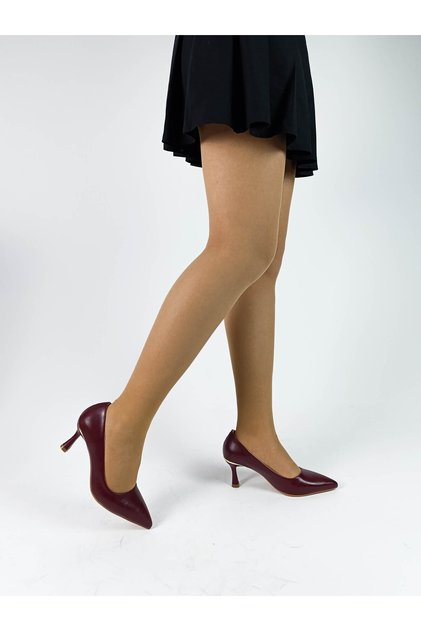 Burgundy Color Soft Skin Leather Thin Goblet Heel Pointed Toe 36-37-38-39-40 Number Women's Stiletto