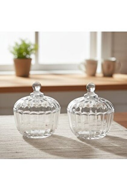 Sucrier bonbonnière en verre avec couvercle - Bella Home