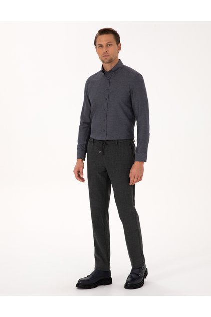 Smoked Slim Fit Fabric Trousers 50311807-Vr058