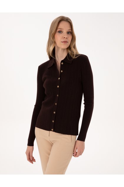 Brown Slim Fit Knitwear Cardigan 50316338-Vr029
