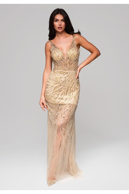 Rochie de seara LA-OM-DLR244 aurie