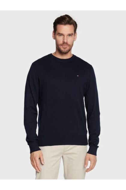 MW0MW28046 PIMA ORG CTN CASHMERE CREW NEC DW5 Marineblau