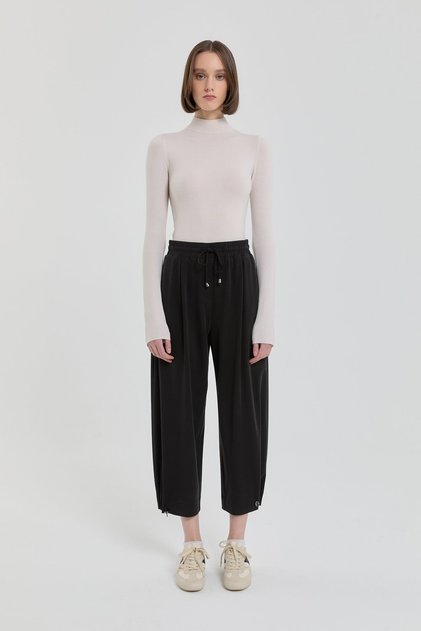 Tencel Havuç Pantolon Siyah