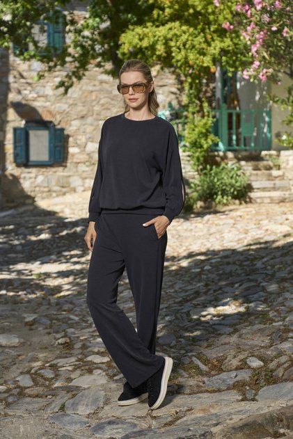 Sleeve Detail Women's Sports 2-Piece Set Cossybyaqua 26117 Anthracite-38