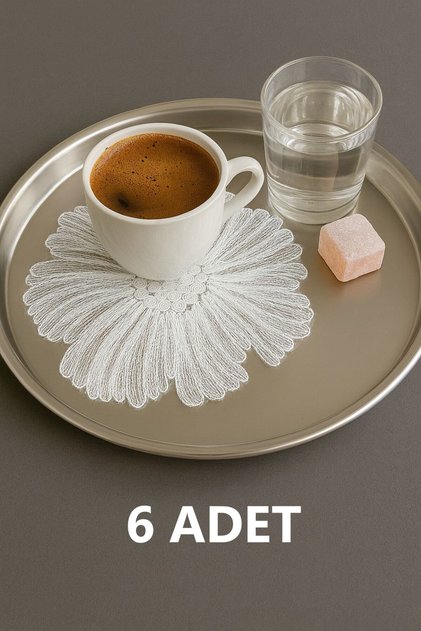 Artemis Model Dekoratif Güpür Dantel Kahve Kokteyl Sunum Peçetesi