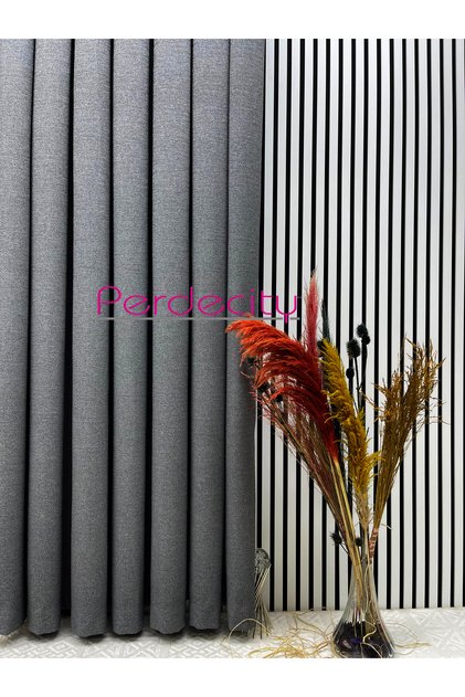 Bohemian Style Linen Gizia Dark Gray Background Curtain (Single Panel) Non-Iron Heavy Weight