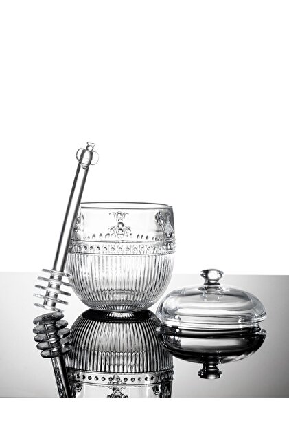 Abeille Glass Honey Jar with Spoon - Transparent - 240 ml