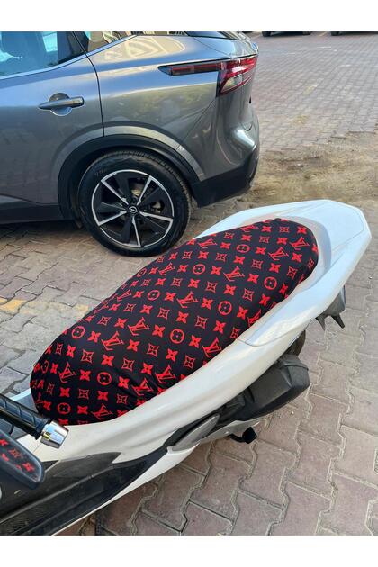 Black Red Patterned Combed Cotton Motorcycle Cover - Compatible with 50Cc and 125Cc Engines