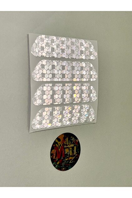 Reflektörlü Bant 8x2 Cm Araç Oto Dış Aksesuar Reflektif Fosforlu Şerit Bant İkaz Bandı Etiket 4Ad.