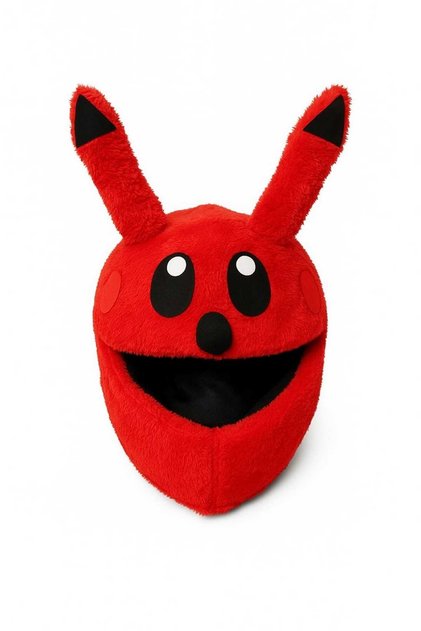 Kırmızı Pikachu Peluş Kask Kılıfı Pika Kask Süsü