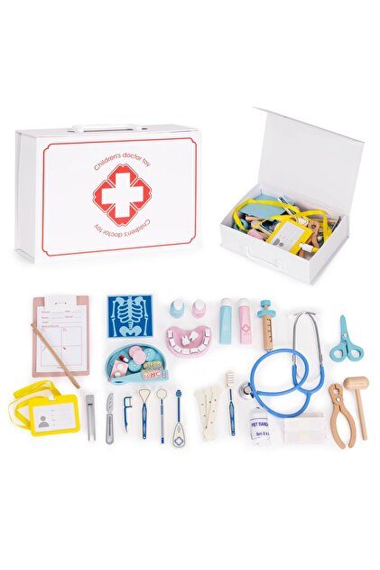 Generic Ahşap Doktor ve Dişçi Seti oyuncak – Montessori Waldorf