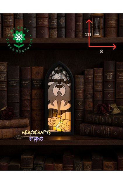 Ejderha Tasarımlı Işıklı Kitap Tutucu - PLA Fantasy Book Nook, Vitray Tarzı, LED Mum Işıklı Dekor