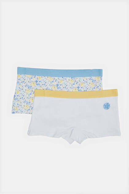 Senior Girls White And Blue Boxer Brief Set (Pack Of 2)