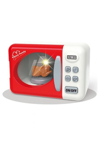 Children's Microwave Oven With Lights, Sounds, Pretend Play Toy For Kids - White/Red