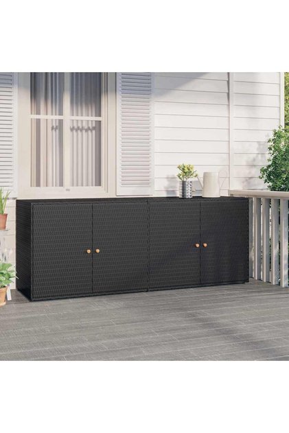 Garden Storage Cabinet Black 198x55.5x80 cm Poly Rattan