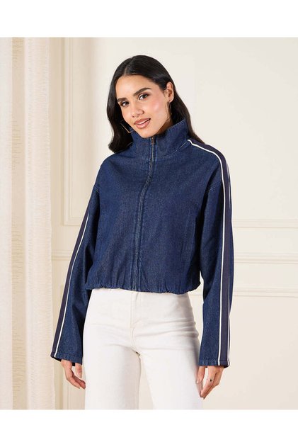 Women Blue Detailed Denim Jacket