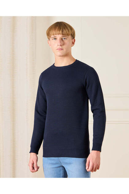 Senior Boys Navy Striped Pullover