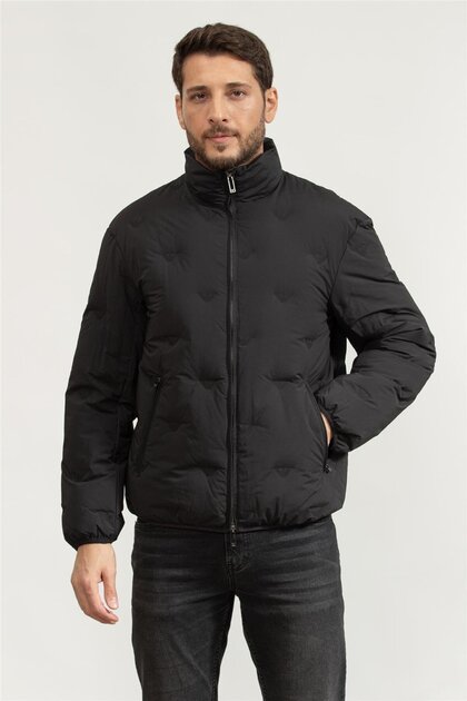 With Logo Regular Fit Stand Collar Coat Men's Coat Em003045 Af18232 Uc001
