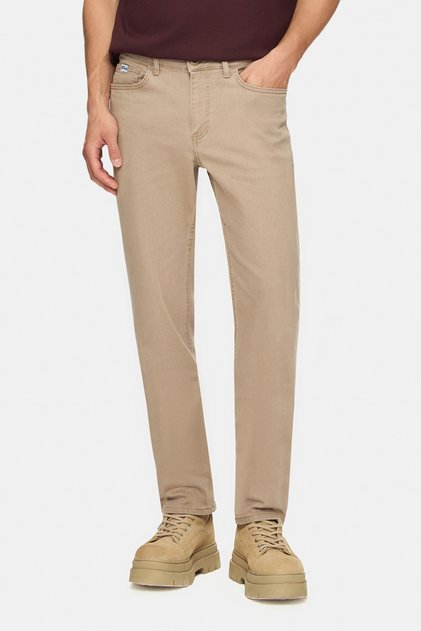 Taro Beige Cotton Non Denim Straight Fit Men's Trousers