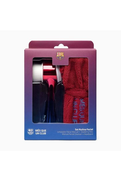 Set cadou pentru îngrijirea feței, perie de curățare și bandă de păr, FC Barcelona, 2 articole