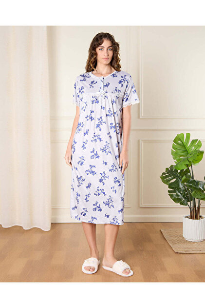 Women Purple Printed Nightgown