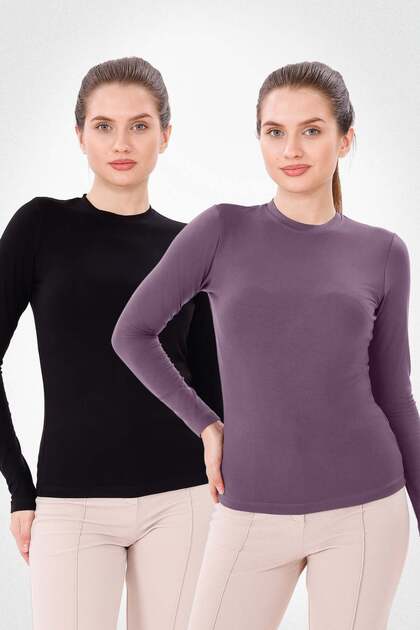Uzun Kol Bisiklet Yaka Body 2'li Set