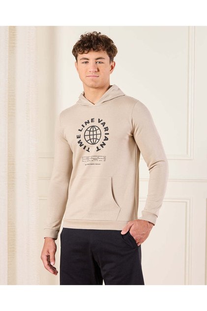 Senior Boys Beige Time Line Variant Hooded Sweatshirt