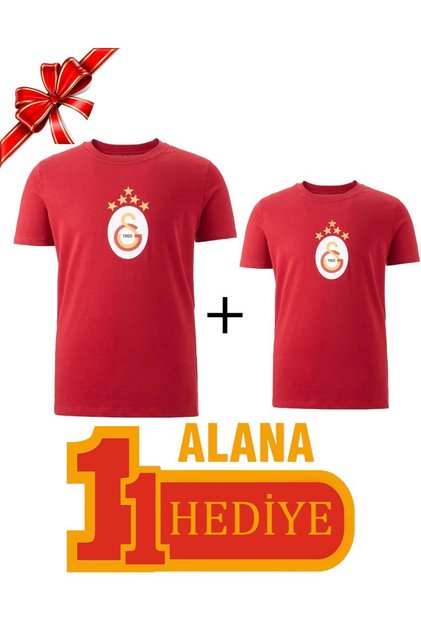 Lisanslı 5 Yıldız Kırmızı T-Shirt 1 Alana 1 Hediye