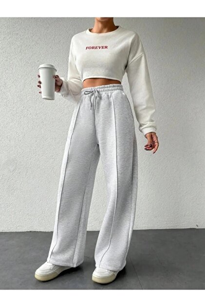 Women's piped Wide Leg Wide Sweatpants