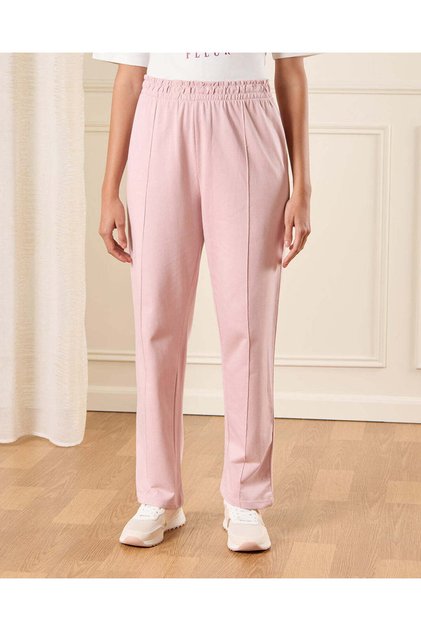 Women Pink Terry Active Pants