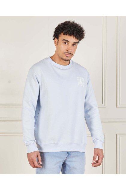 Men Blue Crew Neck Sweatshirt