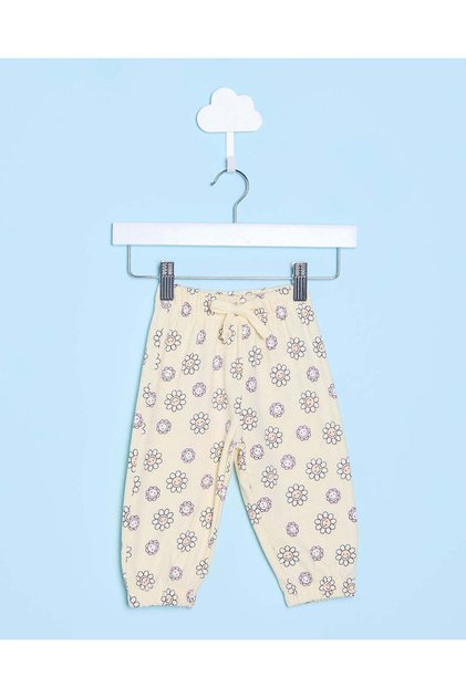 Infant Girls Yellow Floral Print Jogger Pants