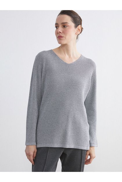 V-Neck Women's Knitwear Sweater