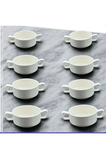 Soup bowl/pot, 8-piece set, high-quality porcelain, 10cm size, creamy white